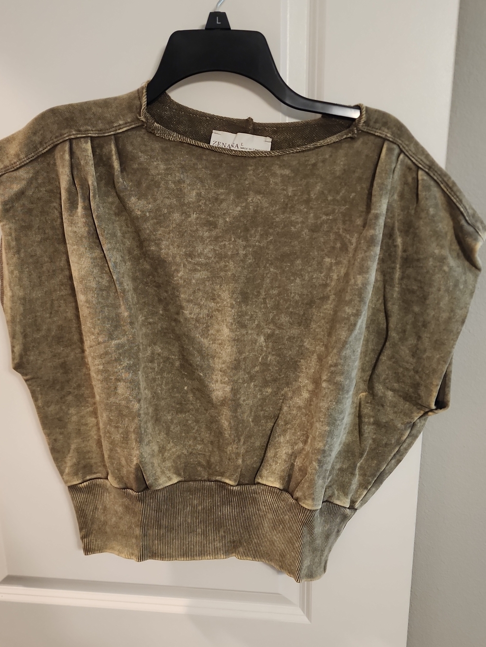Zenana Olive Green Mineral Wash Top
